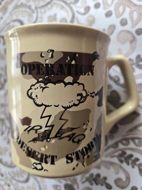 Vintage Operation Desert Storm Camouflage Ceramic Mug - Tan & Brown